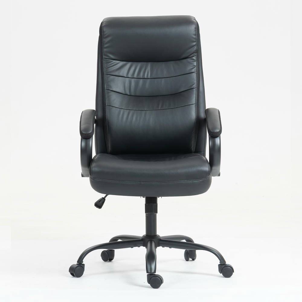Left. Kadyn - High Back PU Leather Office Chair, Ergonomic S-Curve Support, Adjustable Height, Executive Desk Chair, Black - Black.