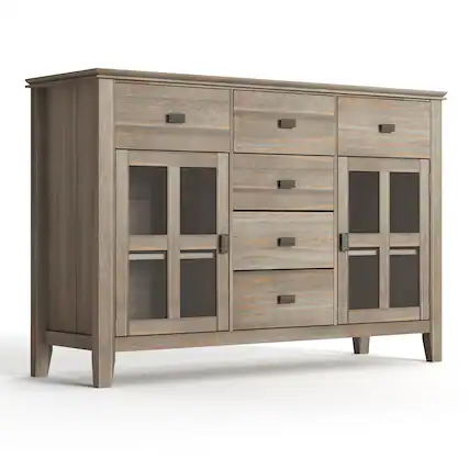 Front. Simpli Home - Artisan Sideboard Buffet - Distressed Grey.
