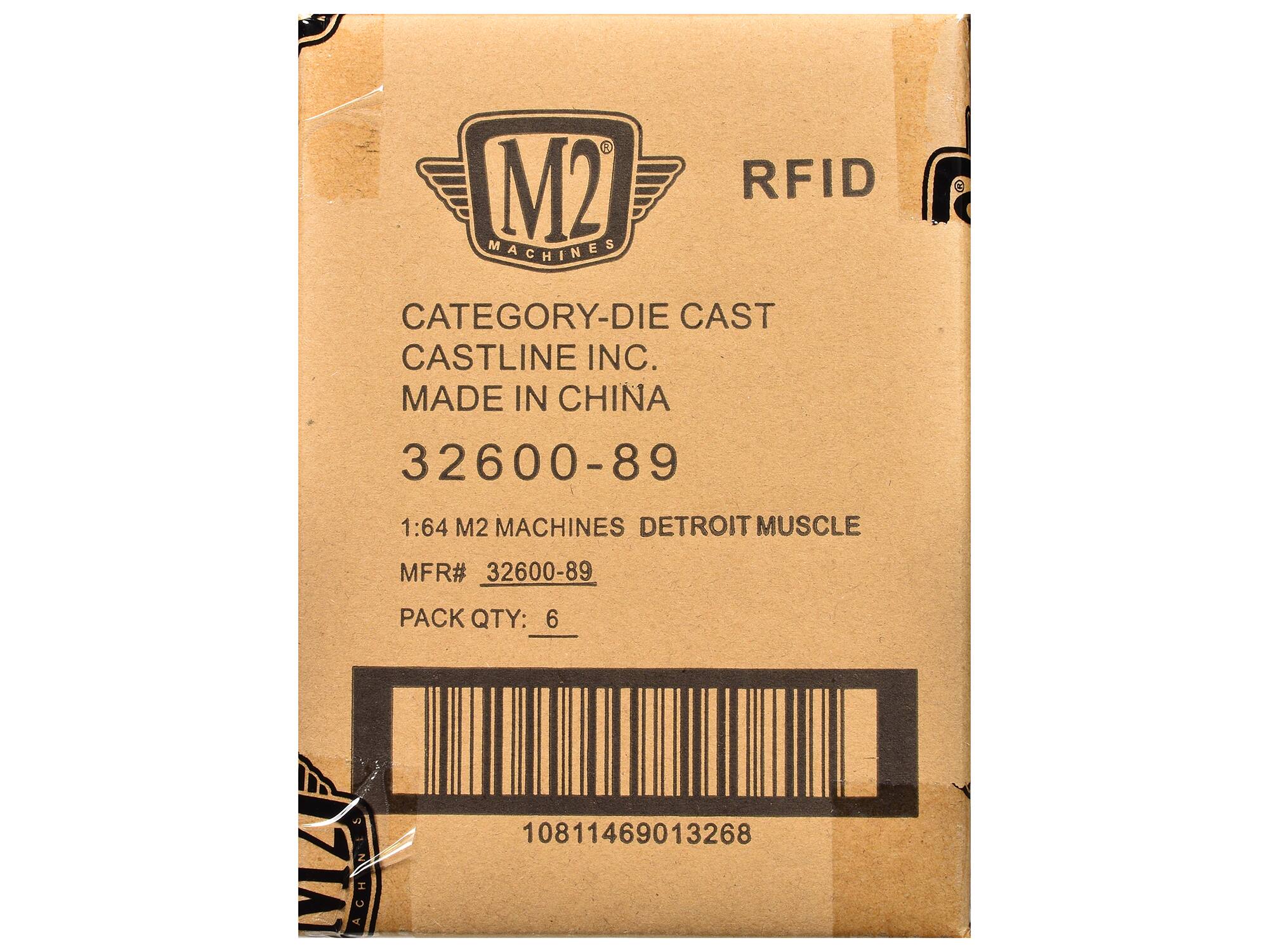 M2 RFID MACHINES  
CATEGORY-DIE CAST  
CASTLINE INC.  
MADE IN CHINA  
32600-89  
1:64 M2 MACHINES DETROIT MUSCLE  
MFR# 32600-89  
PACK QTY: 6  
10811469013268