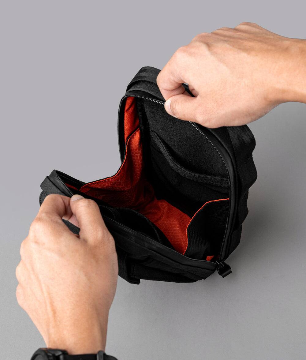 Alt View 3. ALPAKA - Durable Crossbody Phone Bag for iPhone Pro Max & Galaxy Ultra, Modular Sling V2 EDC Organizer, Weather-Resistant - Black Axogrid 300D.