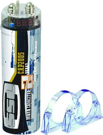 Angle Standard. SSL - 2 Farad Capacitor with Digital Display, Finish - Automobile - Silver.