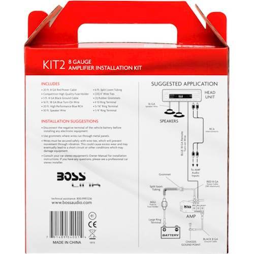 Alt View 11. BOSS Audio - 8-Gauge Amplifier Installation Kit for Most Vehicles - Red/Blue/Black.