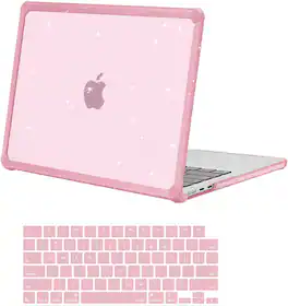 mosiso - For MacBook Air 13.6 inch M5 A3449 M4 A240 M3 A3113 M2 A2681 2026-2022, Glitter Plastic Hard Shell with TPU Bumper - Chalk Pink