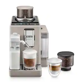 De'Longhi - Rivelia Fully Automatic Espresso Machine, Integrated Grinder, 2 Removable Bean Hoppers, Automatic Milk Frother - Sand Beige