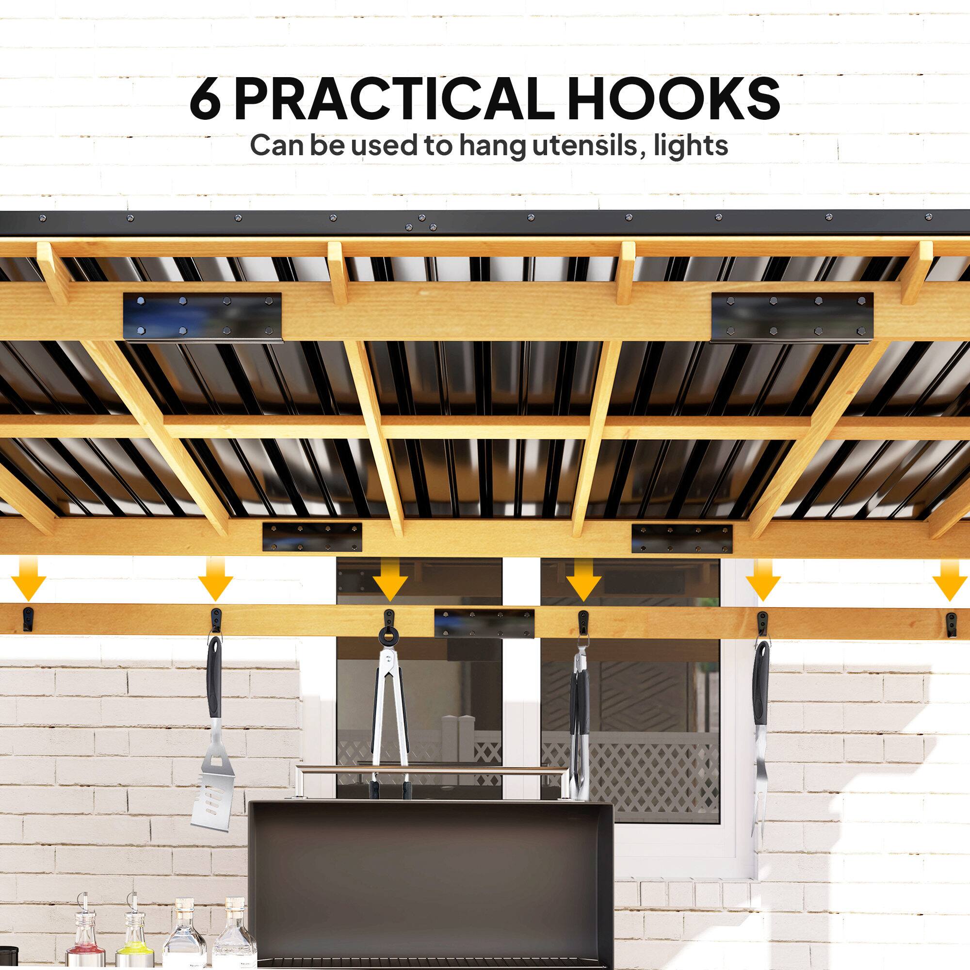 6 PRACTICAL HOOKS
Can be used to hang utensils, lights