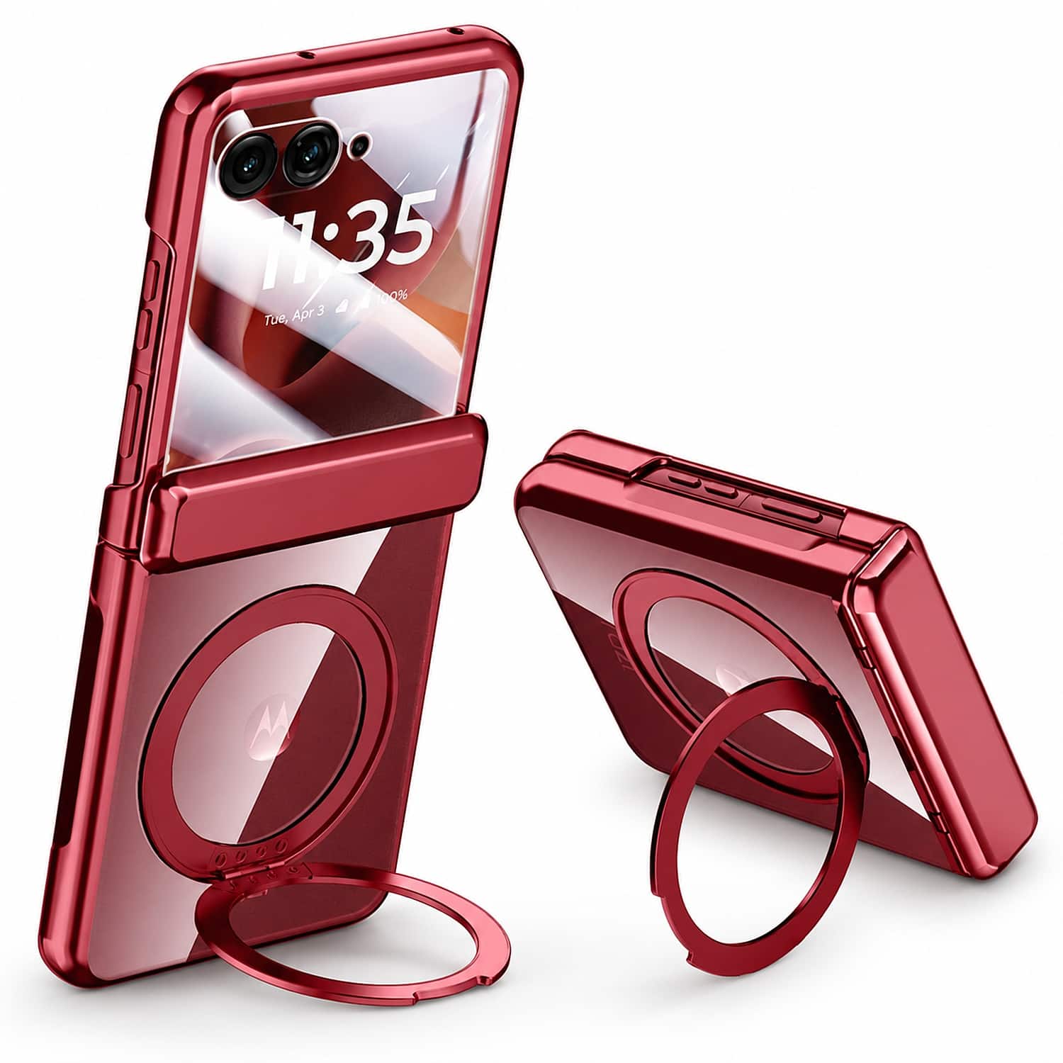 Dteck - for Motorola Razr Ultra 2026/2025 Case with Hinge Protection, Built-in Screen Cover Rotatable Magnetic Ring Stand - Red price history on PriceWatchPro