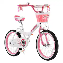 RoyalBaby - Princess Girl Kid Outdoor Bicycle 18" with Kickstand, Jenny/White Pink - White-Pink