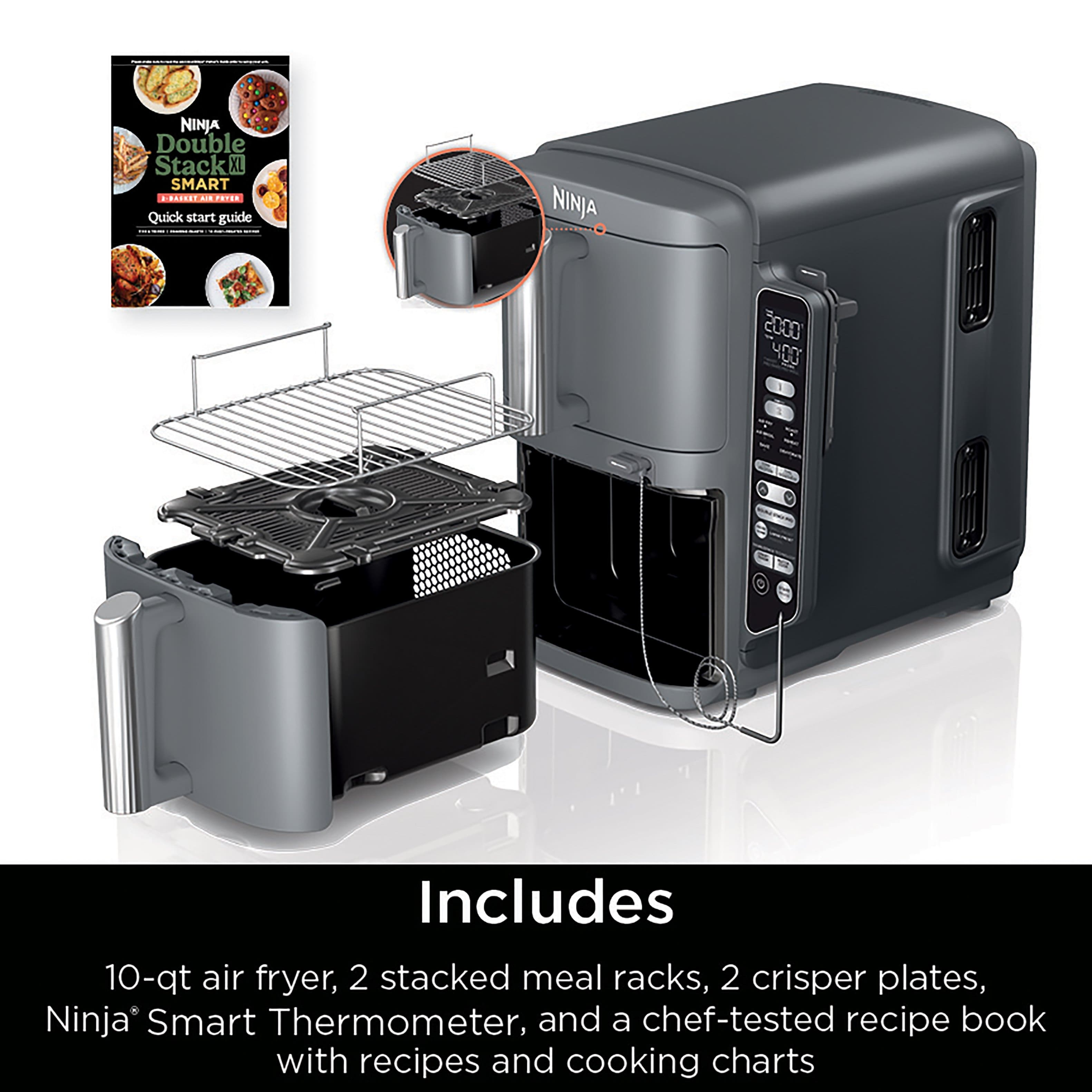 Ninja DoubleStack XL Smart 10 QT, 6-in-1, 2-Basket Air Fryer, Space ...