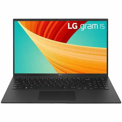 Front. LG - LG gram 15Z90R-Q.APB7U1 15.6" Notebook - Full HD - 60 Hz - Intel Core i7 13th Gen i7-1360P - vPro Technology - 16 GB - 1 - Black.