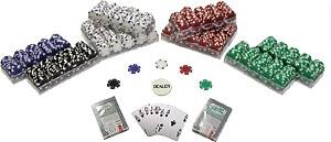 Front Standard. Trademark Global - 1000 Striped Dice Texas Hold 'Em Poker Chips Set.