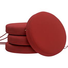 Outsunny - Outdoor Bistro Chair Cushions Set of 4 with Machine Washable Cover, 15" x 15" x 3" Thick Round Seat Cushions - Wine Red