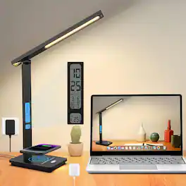 Dazzed Corner - LED Desk Lamp, Digital Clock, Eye-Caring Table Lamp with Night Light - Black
