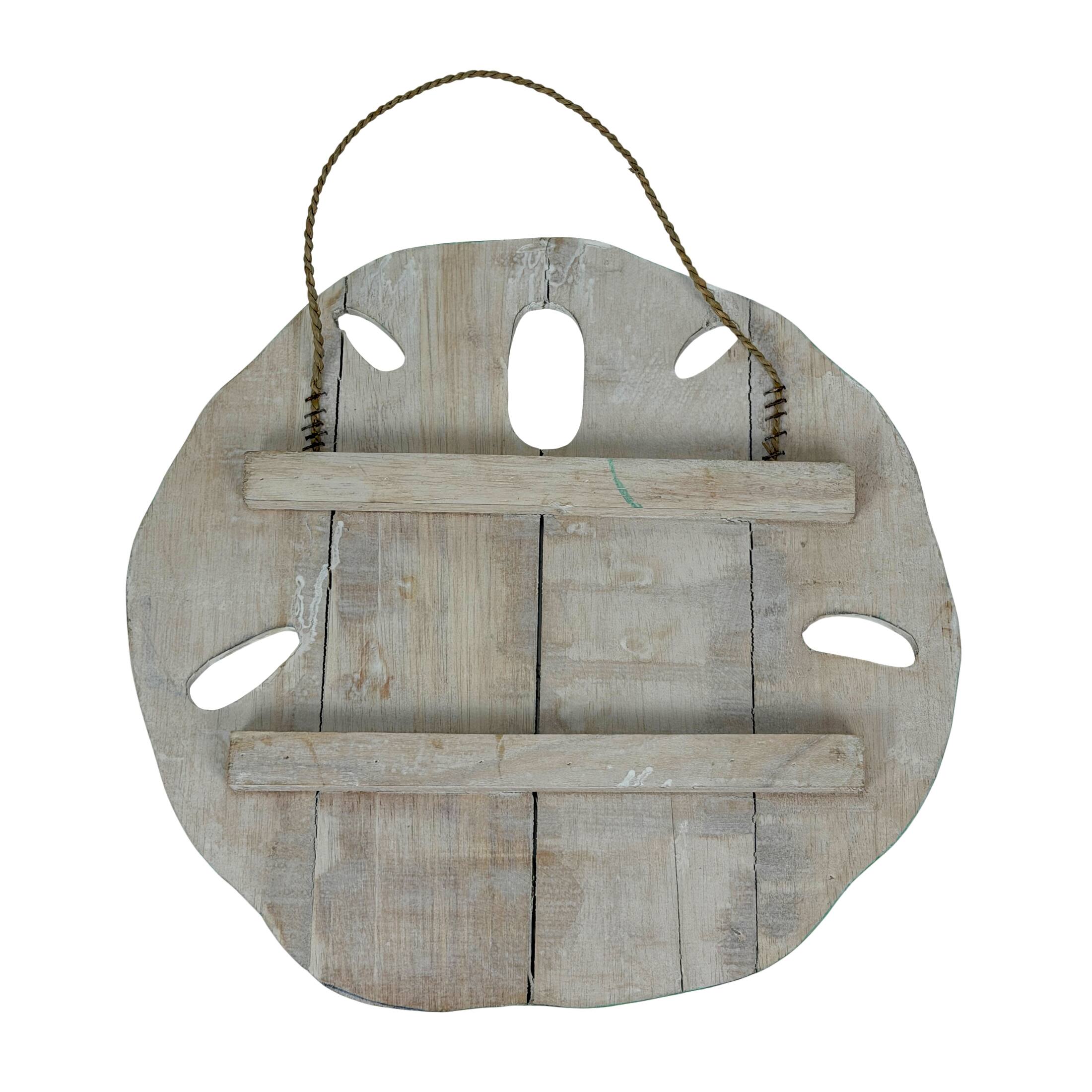 Alt View 2. Things2Die4 - Aqua Wood Sand Dollar Wall Sculpture Coastal Distressed 15.5 Inch Hanging Decor - Aqua.