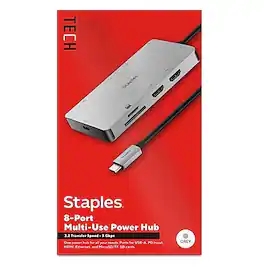 Staples TECH - 8-Port Hub, (ST62383) - Gray