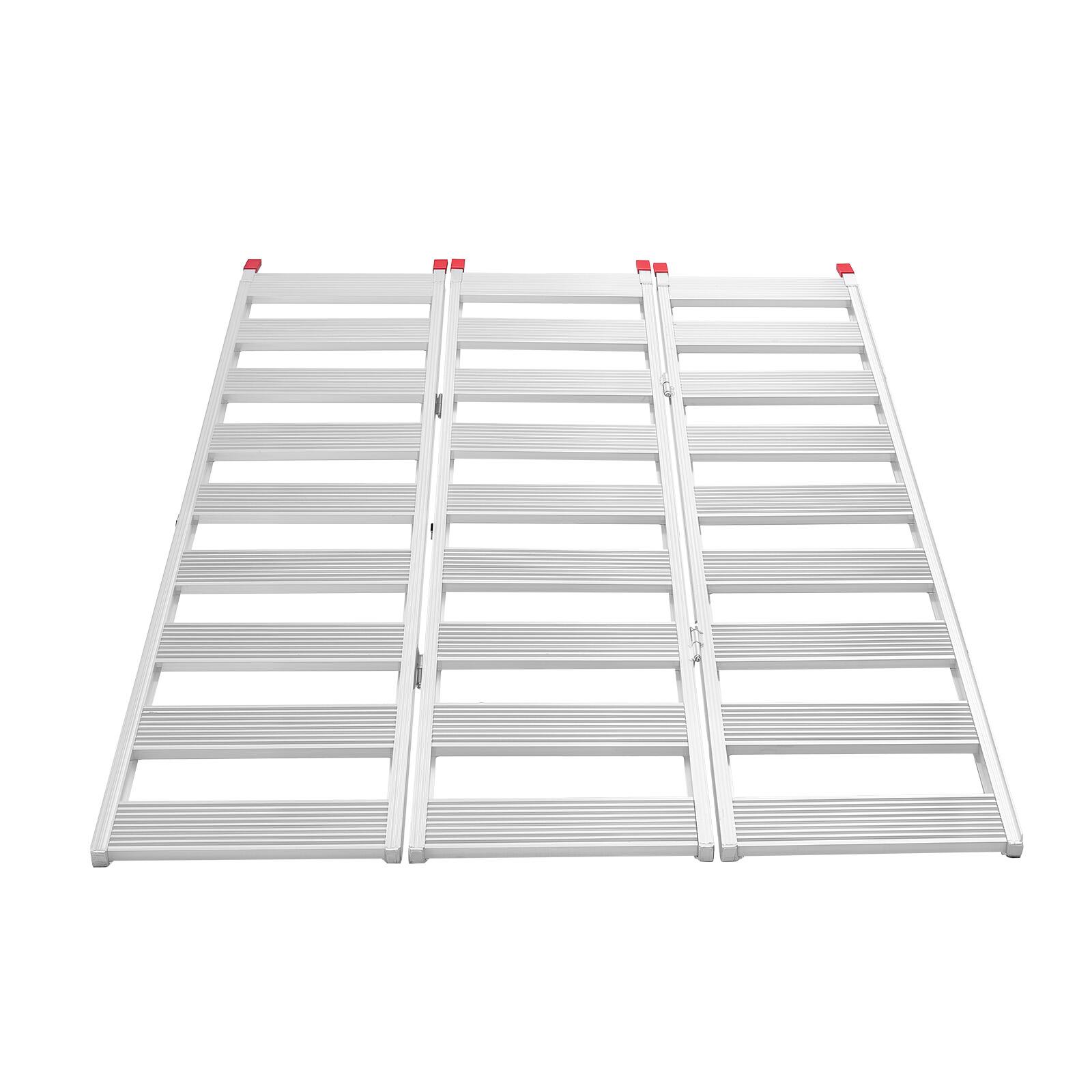 Alt View 5. VEVOR - Aluminum Trailer Ramps, 76 x 50 in Tri-Folding Truck Ramps with Straps & Non-Slip Rubber Fingers - Silver.
