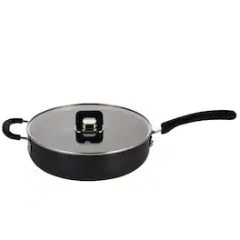 NutriChef - 3.7Qt Sauté Pan with Lid, Non-Stick Stylish Kitchen Cookware, Works with NCCWSTKBLK (NCWSTKBLKSAU37) - Black