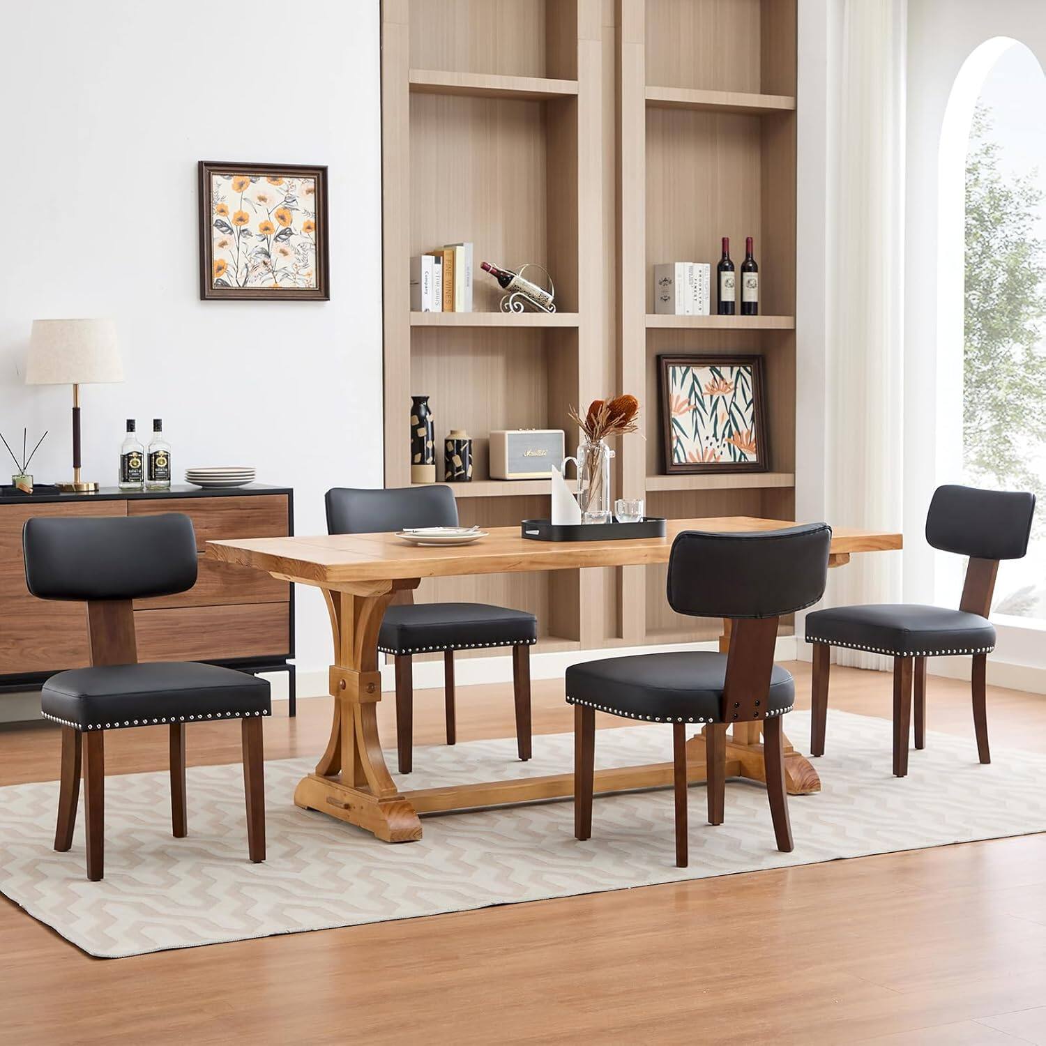 Alt View 1. Acekool - Kitchen Table Set of 2 Black Leather Dining Chairs for Dining Room, Home Office, Living Room - Black.