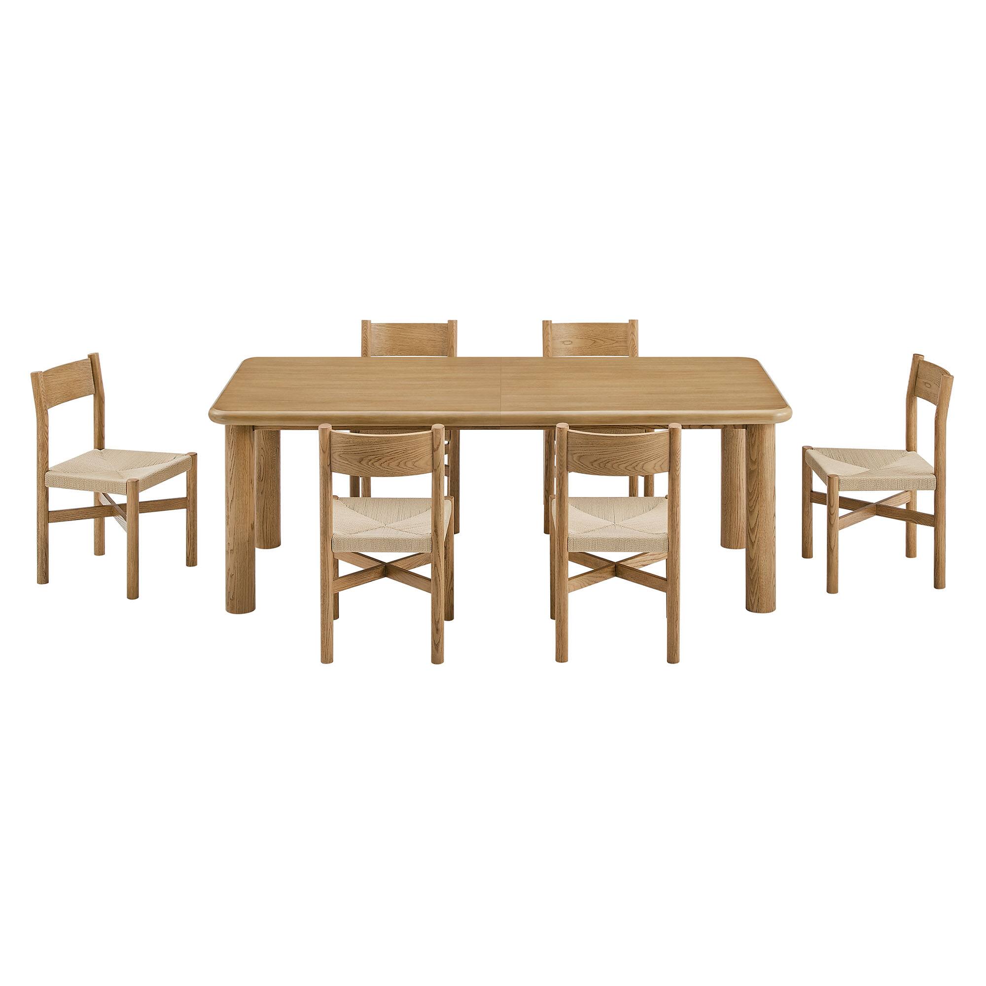 Alt View 1. Modway - Alvia 7-Piece Wood Extendable Dining Table and Chairs Set by Modway - Weathered Oak.