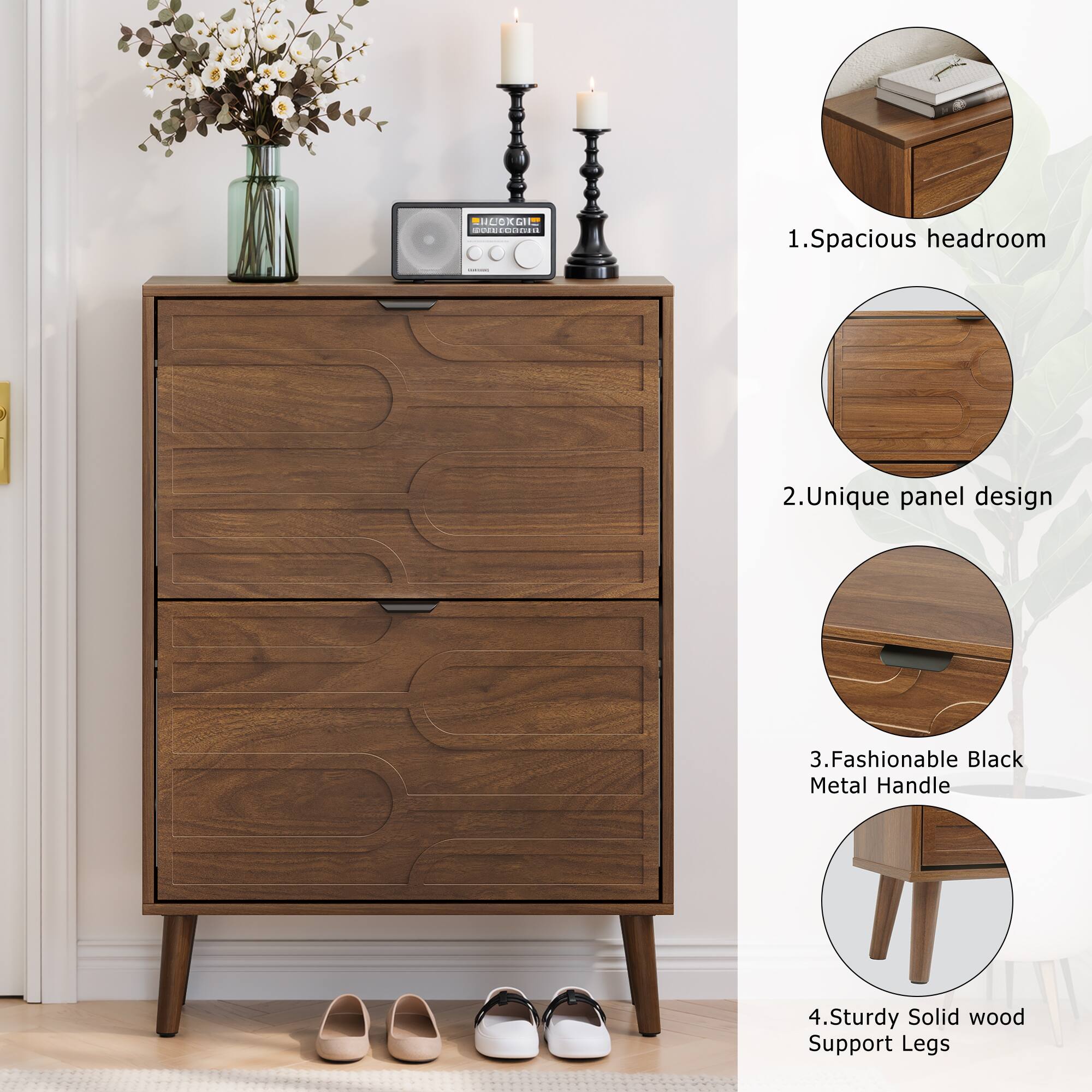 HLOKGIL COLLECTION

1. Spacious headroom
2. Unique panel design
3. Fashionable Black Metal Handle
4. Sturdy Solid wood Support Legs