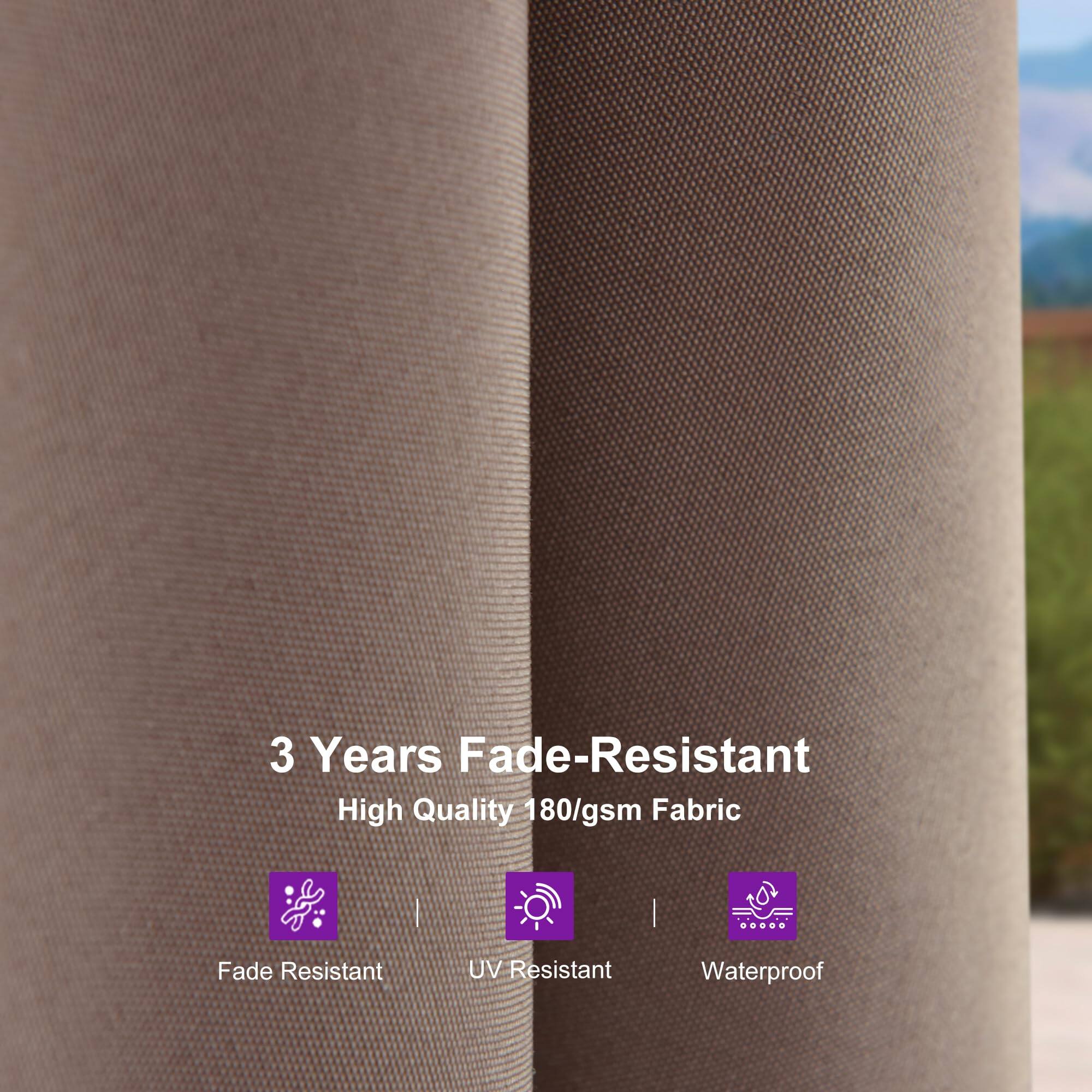 3 Years Fade-Resistant  
High Quality 180/gsm Fabric  

- Fade Resistant  
- UV Resistant  
- Waterproof