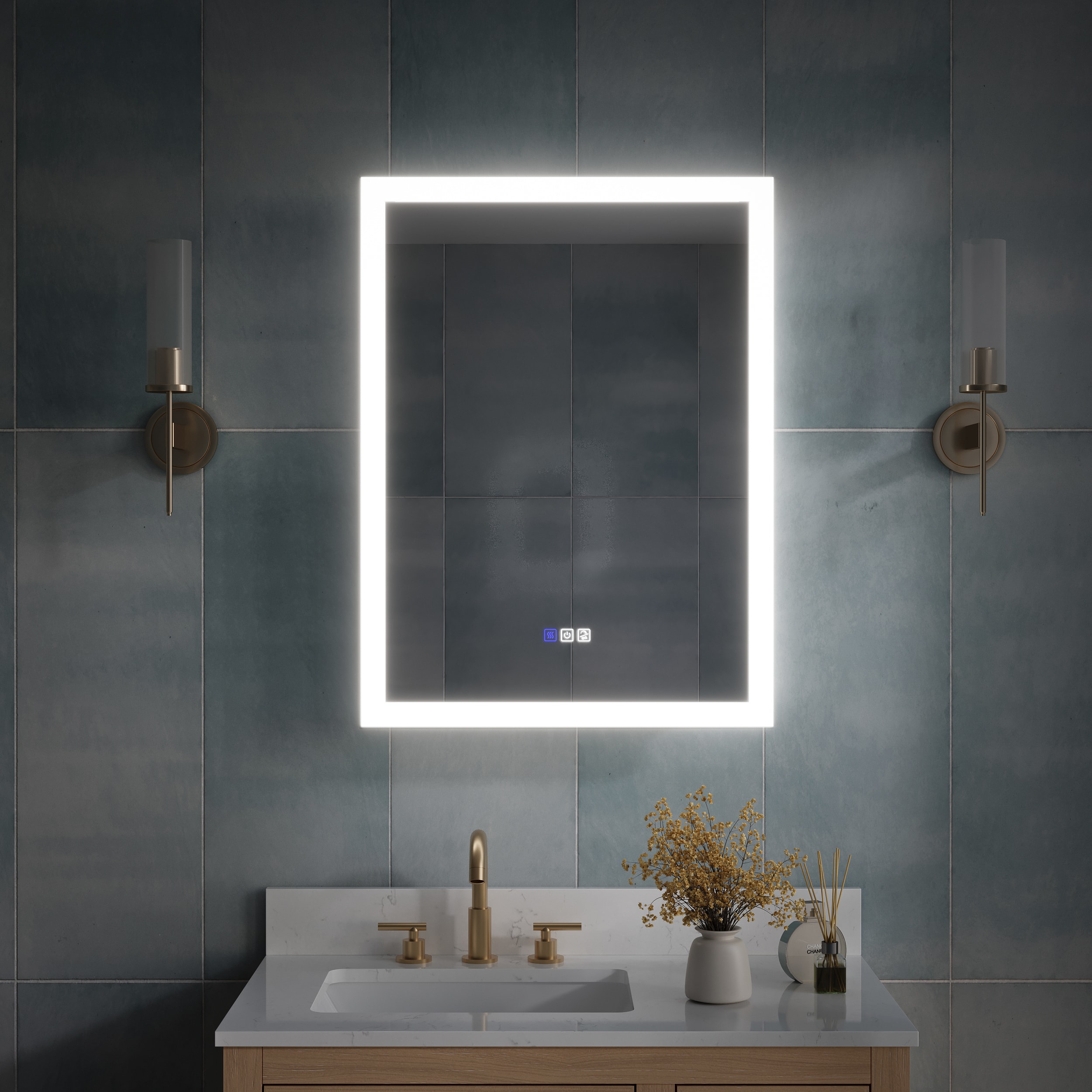WELLFOR - 24 in. W x 32 in. H Rectangular Surface or Recessed Mount Aluminum Medicine Cabinet with Mirror and Lighted-Left Open - Silver price history on PriceWatchPro