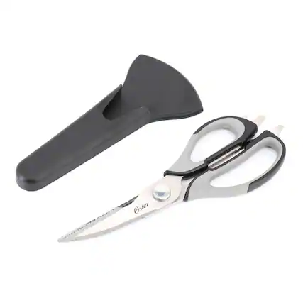 Front. Oster - Oster Granger 2 Piece 9 Inch Stainless Steel Multi-Purpose Scissors with Magnetic Holder - Silver.