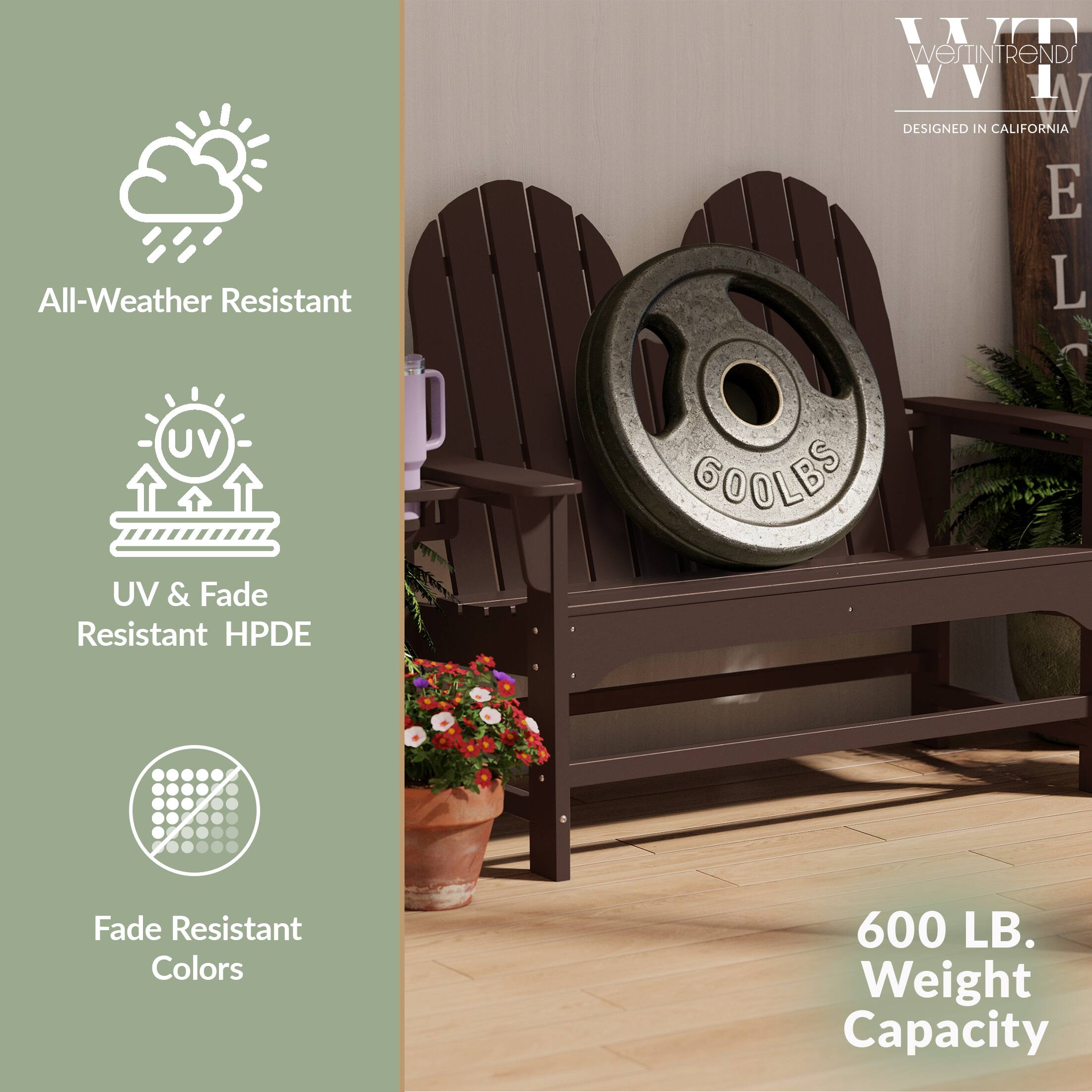 All-Weather Resistant  
WIN WESTINTRENDS VV 1  
DESIGNED IN CALIFORNIA  
UV & Fade Resistant HPDE  
Fade Resistant Colors  
600 LB. Weight Capacity