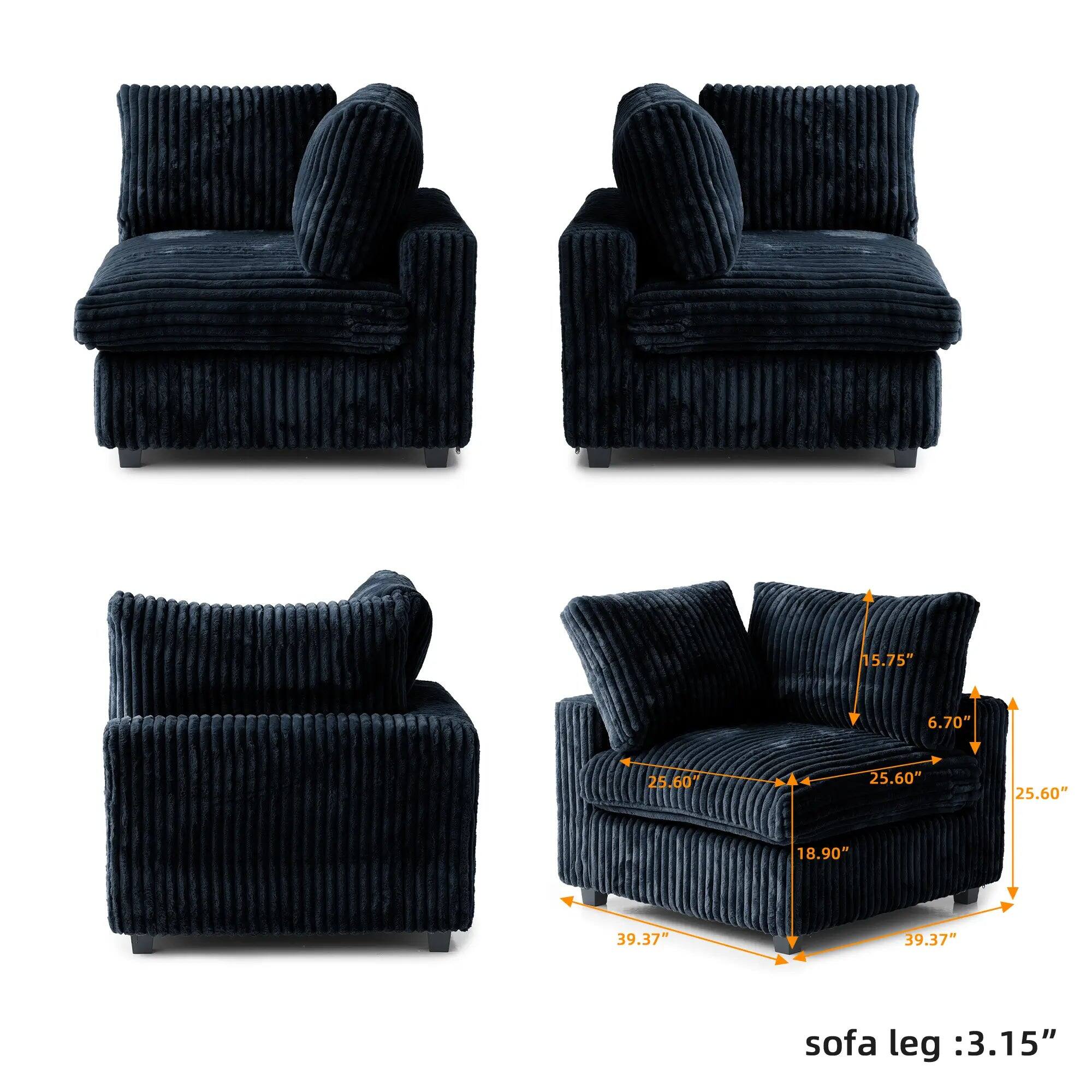 15.75" 6.70" 225 25.60" 25.60" 18.90" 39.37" 39.37" sofa leg: 3.15"