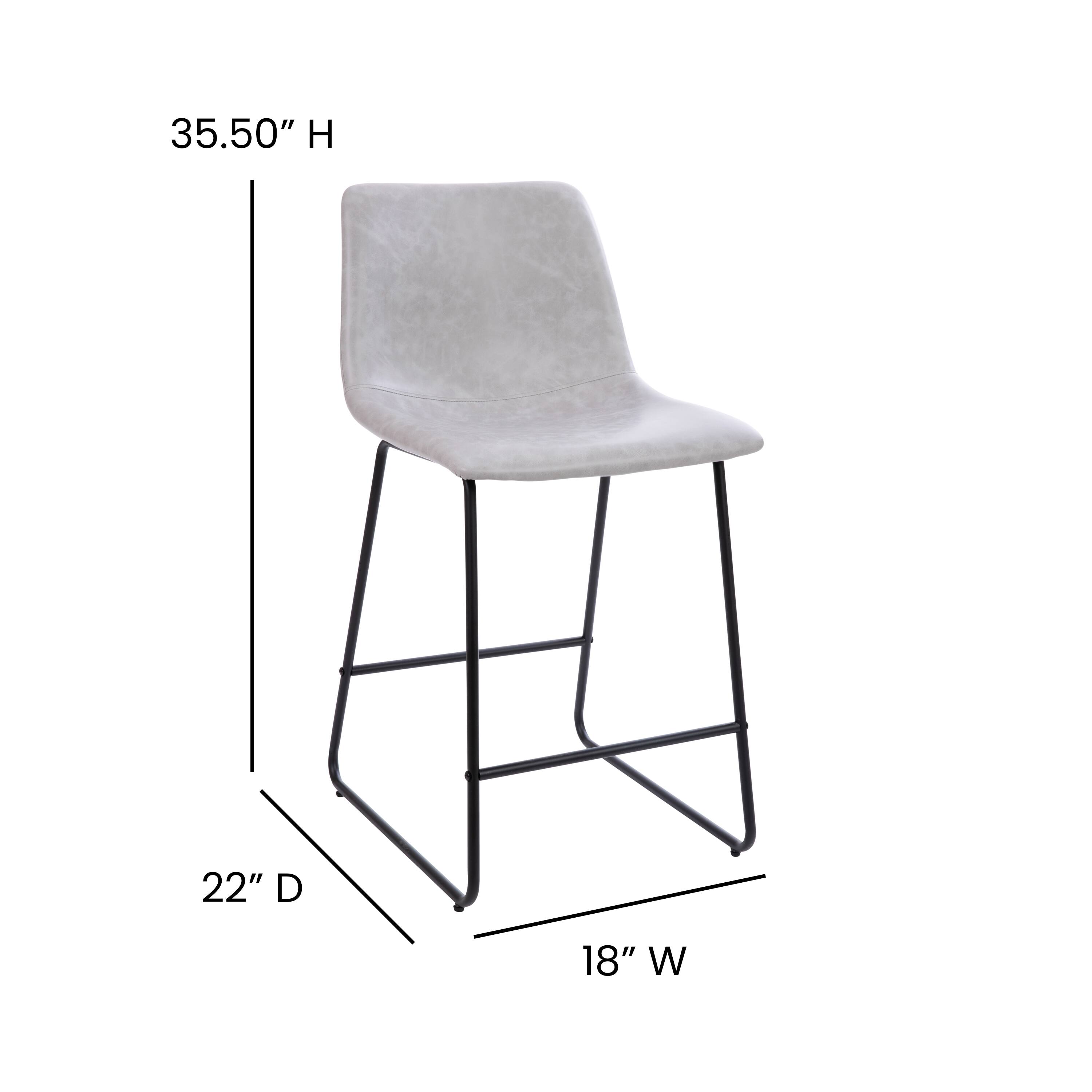 Alt View 16. Alamont Home - 24 Inch Commercial Grade LeatherSoft Counter Height Barstools, Set of 2 - Light Gray.