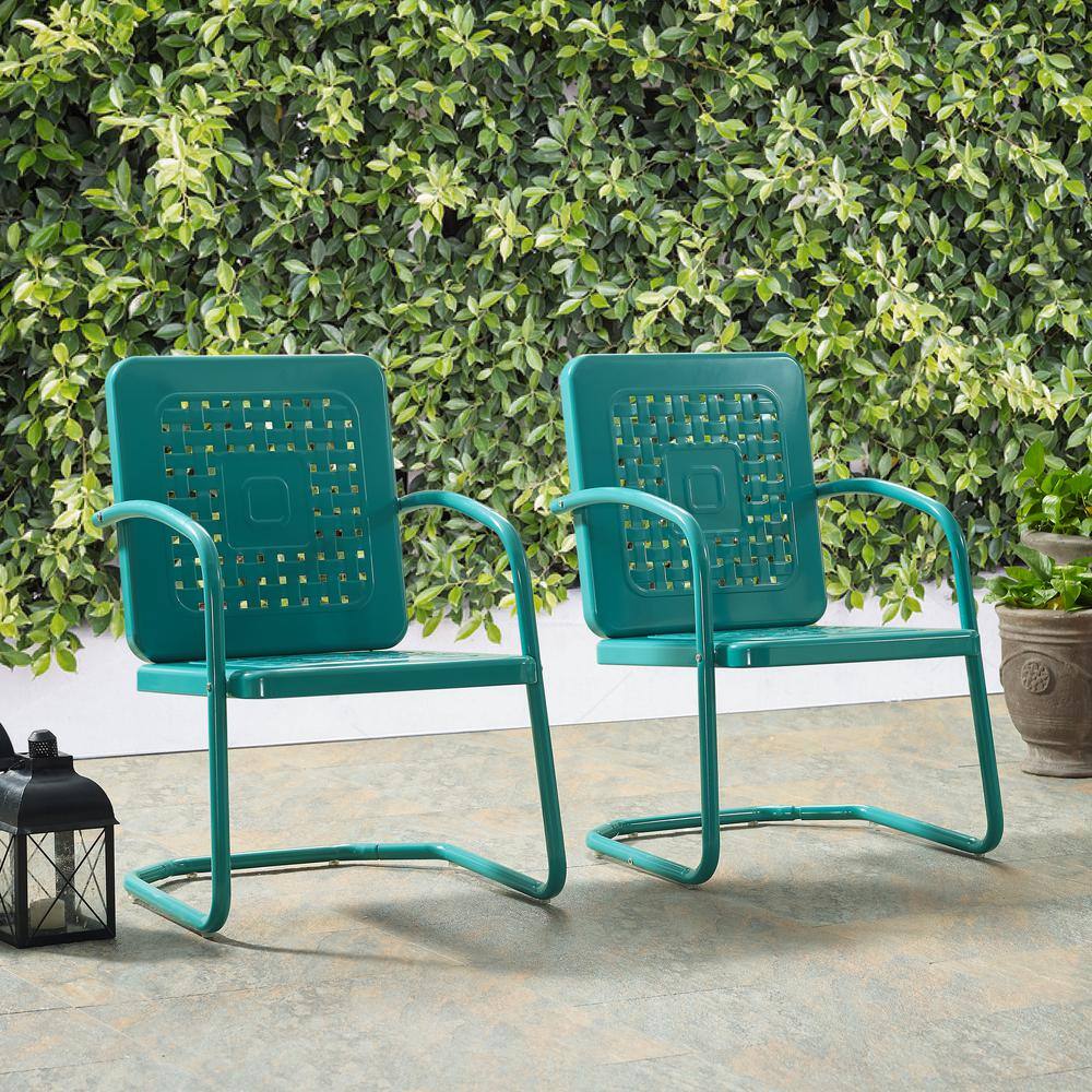 Alt View 10. Crosley Furniture - Bates 2Pc Retro Outdoor Chair Set - 2 Armchairs - Turquoise Gloss.