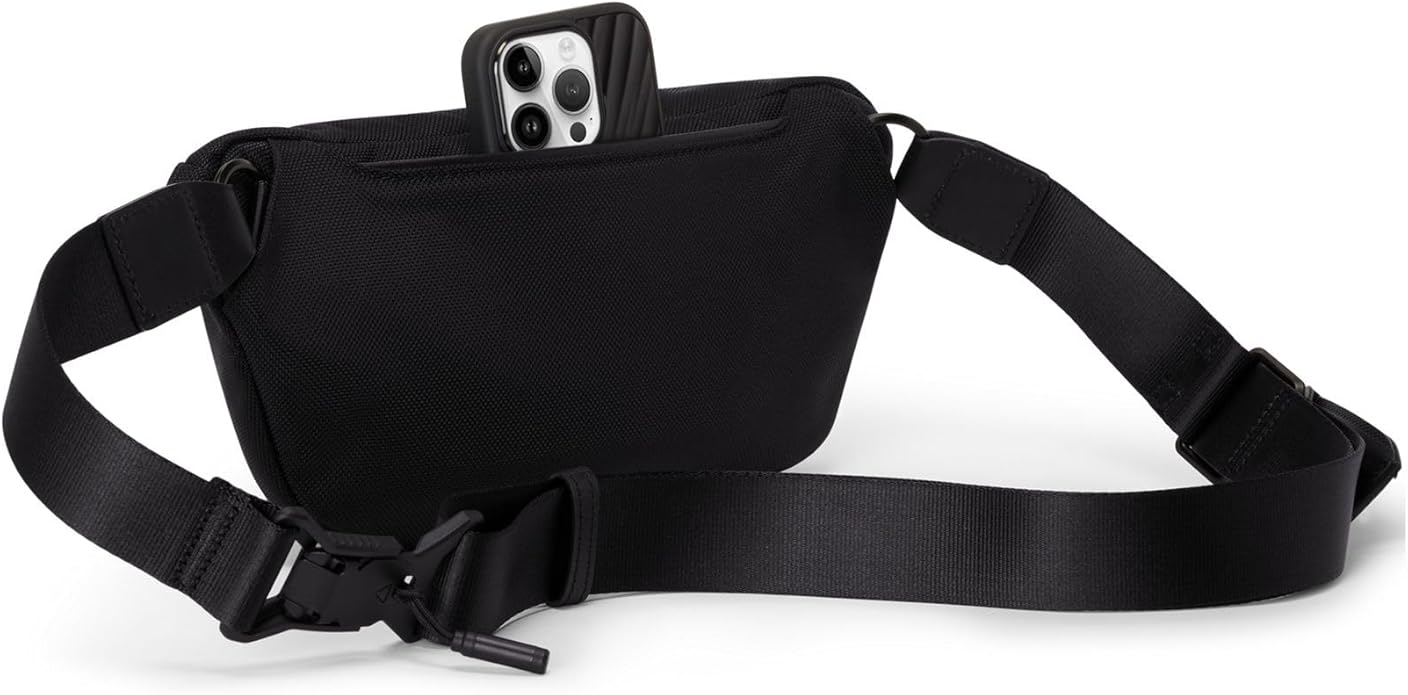 Left. TUMI - Alpha Belt Bag  Sling - Black.