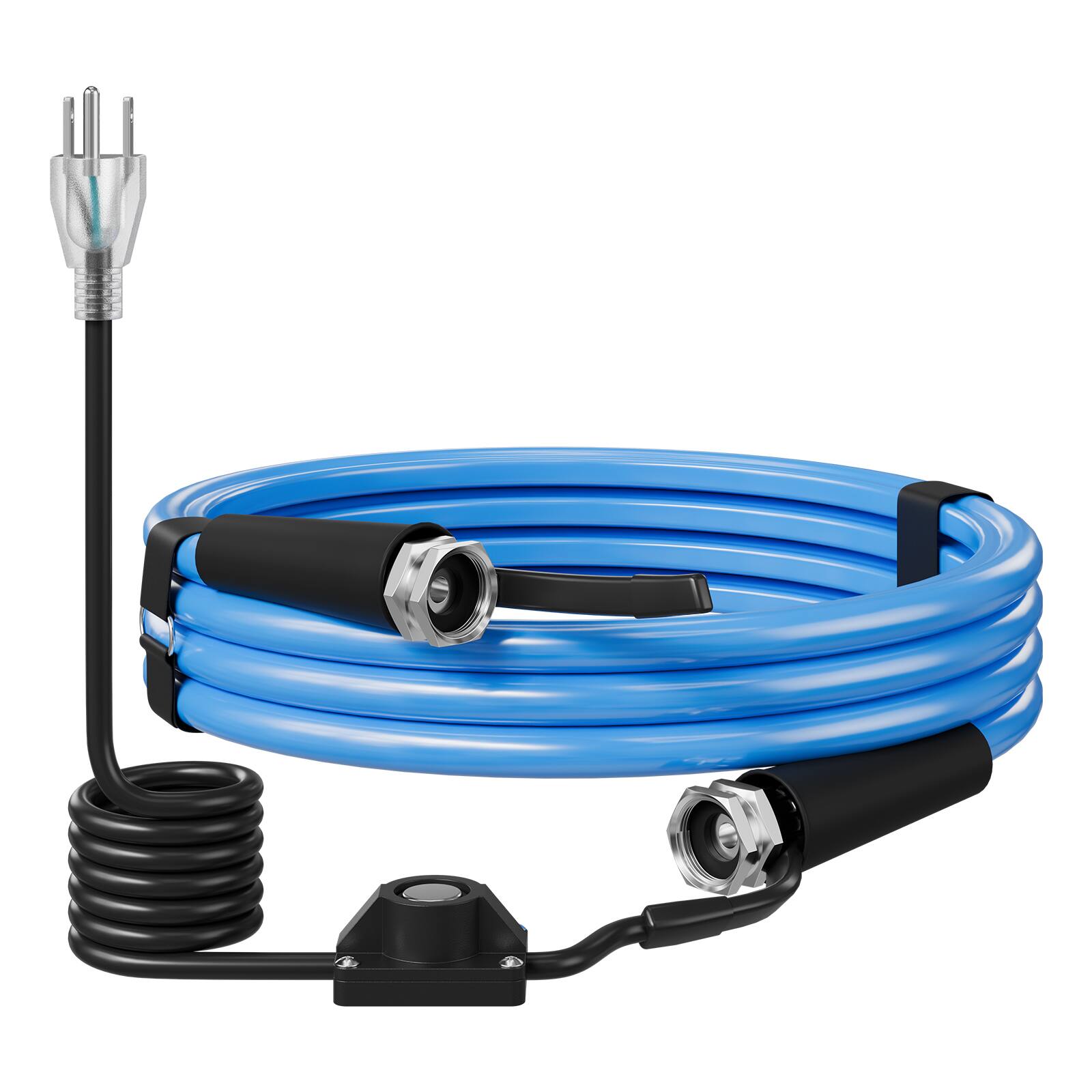 Alt View 5. VEVOR - 15FT Heated Water Hose for RV Antifreeze to -45°F Drinking Water Hose, 1/2" ID, Smooth Surface, Built-in Thermostat - Blue;Black.