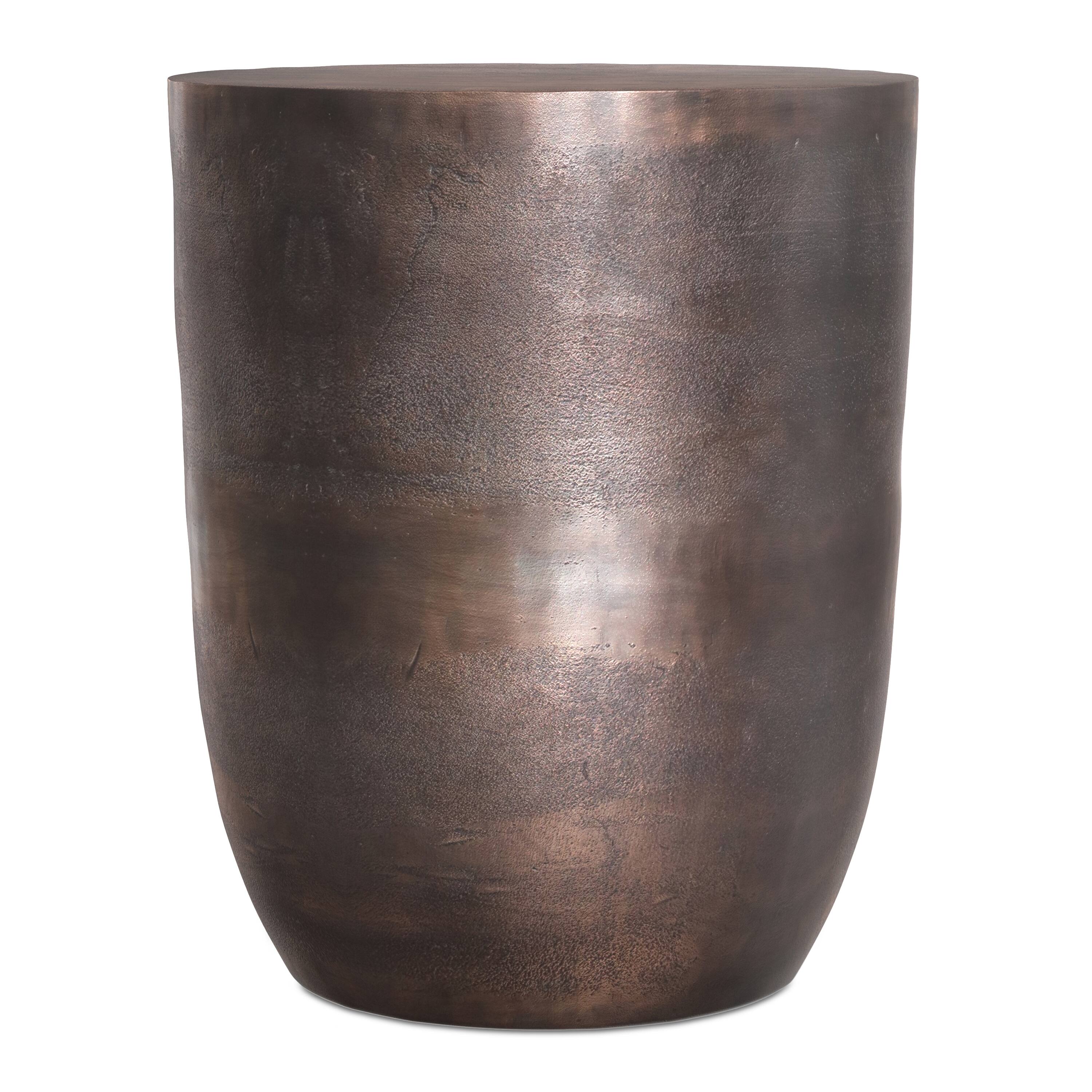 Alt View 1. Simpli Home - Morris 16.5 inch Wide Contemporary Metal Accent Table in Antique Silver Cast Aluminum, Assembled - Antique Copper.