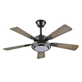LUCKY ONE - 42" Ceiling Fan with Light Remote 5 Plywood Blades DC Motor 6-Speed - Matte Black