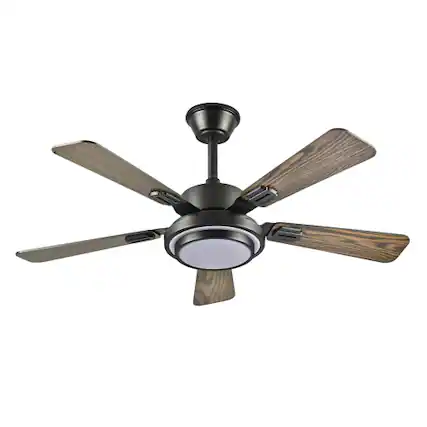 Front. LUCKY ONE - 42" Ceiling Fan with Light Remote 5 Plywood Blades DC Motor 6-Speed - Matte Black.