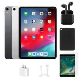 Apple - Refurbished Excellent - iPad Pro 11 (2018) (WiFi + Cellular Unlocked) 64GB w/ Case, Wireless Earbuds, Screen Protector - Space Gray