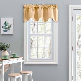 Ellis Curtain - Lisa Solid Color Poly Cotton Duck Fabric Lined Scallop Valance 58" x 15" - Butter