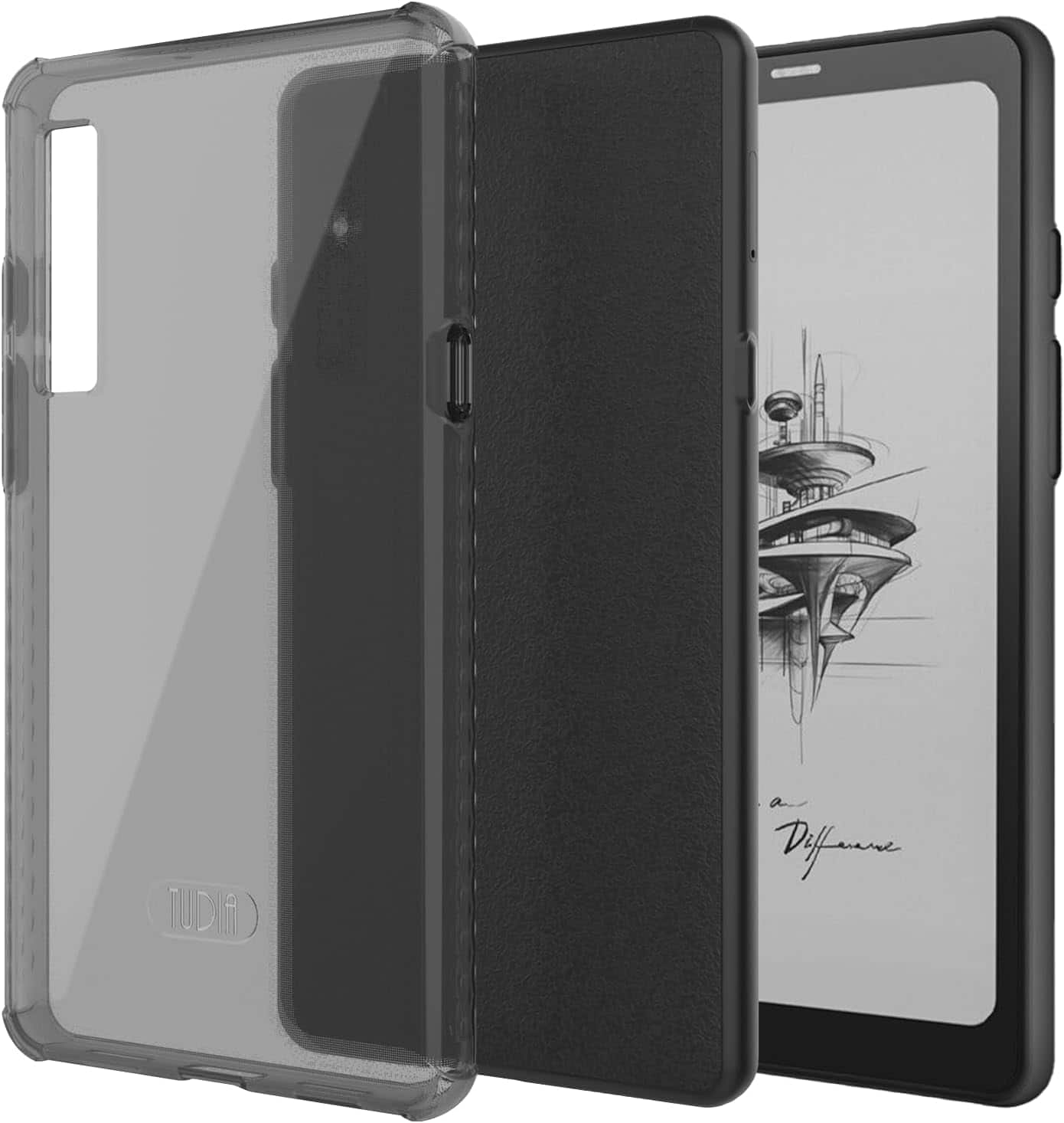 TUDIA - SKN Clear Designed for Onyx Boox Palma Case 6.13" Back Cover Reinforced Corners - Black
