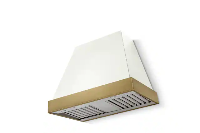 Front. AGA - AGA Euclid36 x 30 Hood 600 CFM_White_ w. Antique Brass Trim - White.