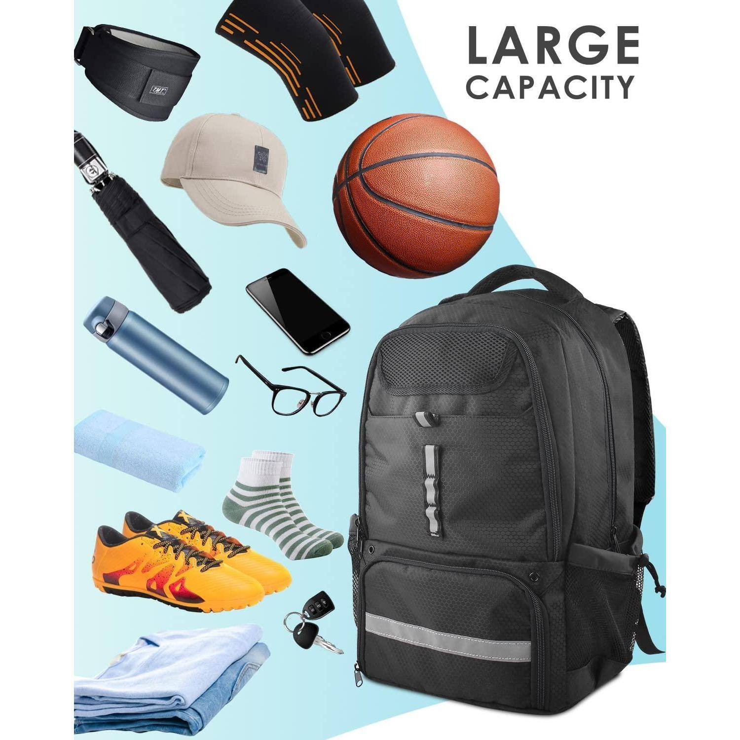 Alt View 3. Live At Space - Basketball Backpack  Large Bag with Shoes and Ball Compartment Soccer Backpacks for Basketball/Volleyball - Black.