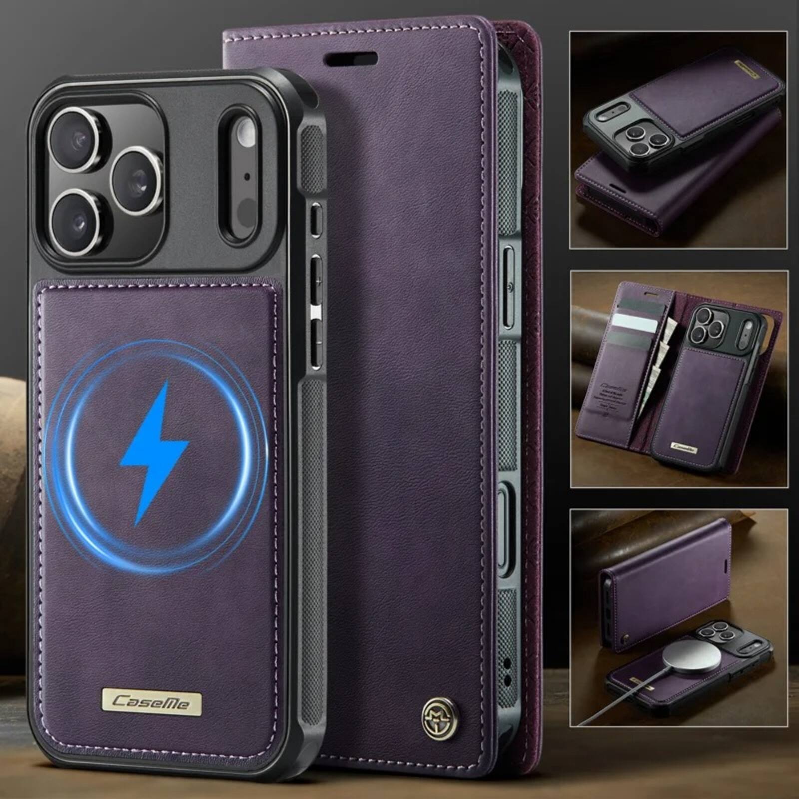 Alt View 7. UUCOVER - Magnetic Detachable Folio Wallet Case for Apple iPhone 18 Pro Max with RFID Card Slots, Compatible with MagSafe Cover - Purple.
