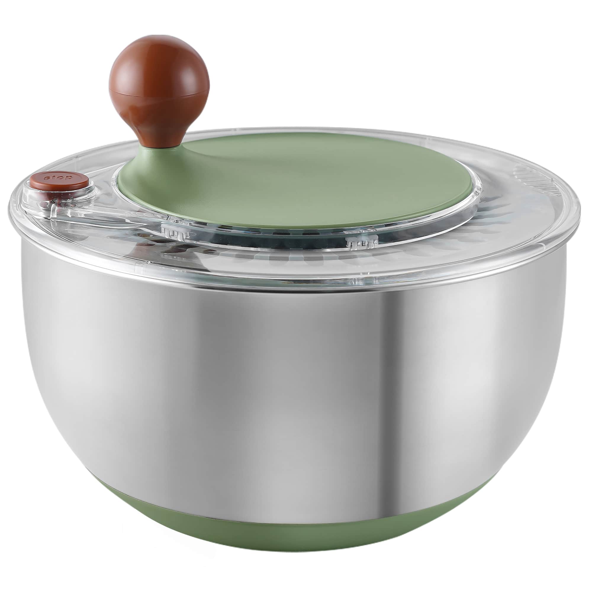 Front. Malletson - 4.8 Qt Salad Spinner with Non-Slip Base, Drain, Stop Button, Fruit and Vegetable Washer and Dryer Spinner.