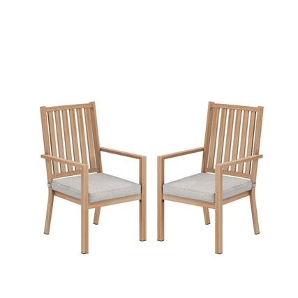 Front. Mondawe - Set of 2 23" Aluminum Patio Dining Chairs with Cushions - Gray+ khaki.