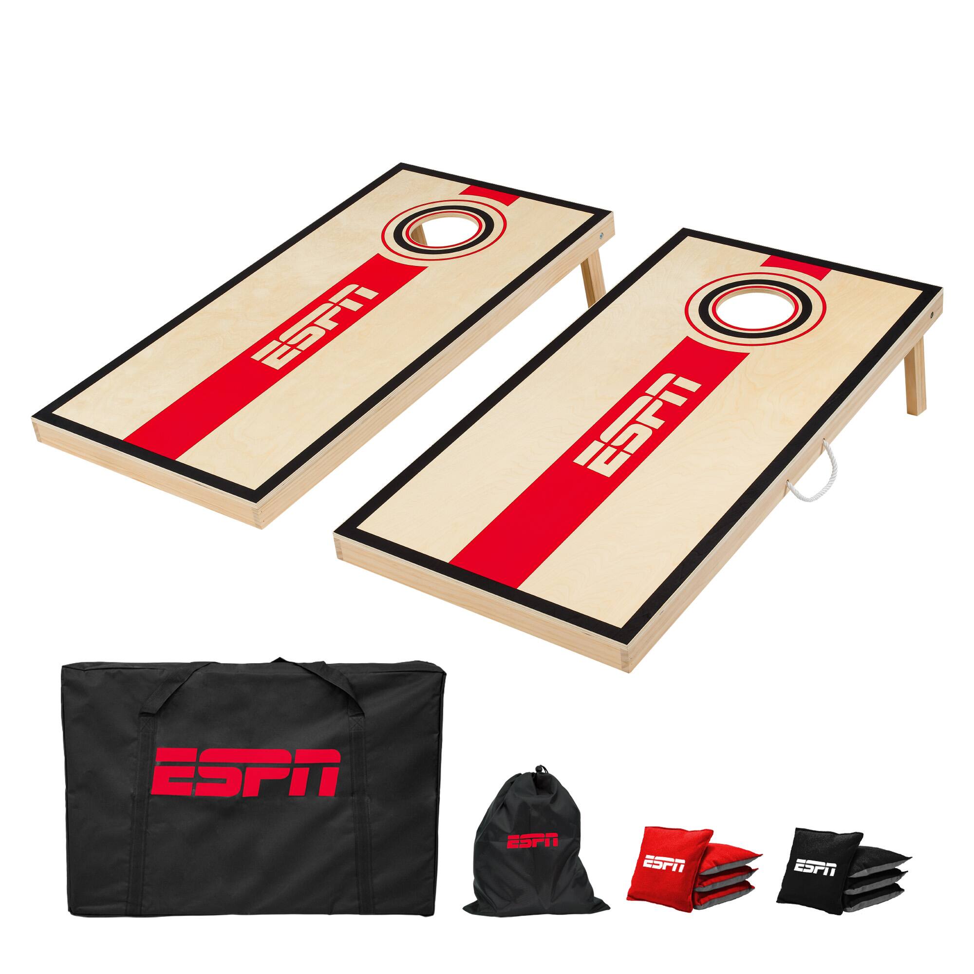 ESPN - Solid Wood Cornhole Board Set, 2’x4’ Cornhole Boards Includes Cornhole Bags and Travel Case (ES-CH330)