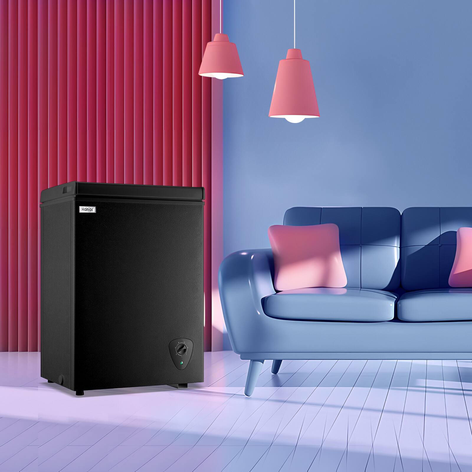 Alt View 9. WANAI - Mini Compact Chest Freezer 2.5 Cu.Ft for Dorm Home, Free-Standing Top Door Freezer with Removable Storage Basket - BLACK.