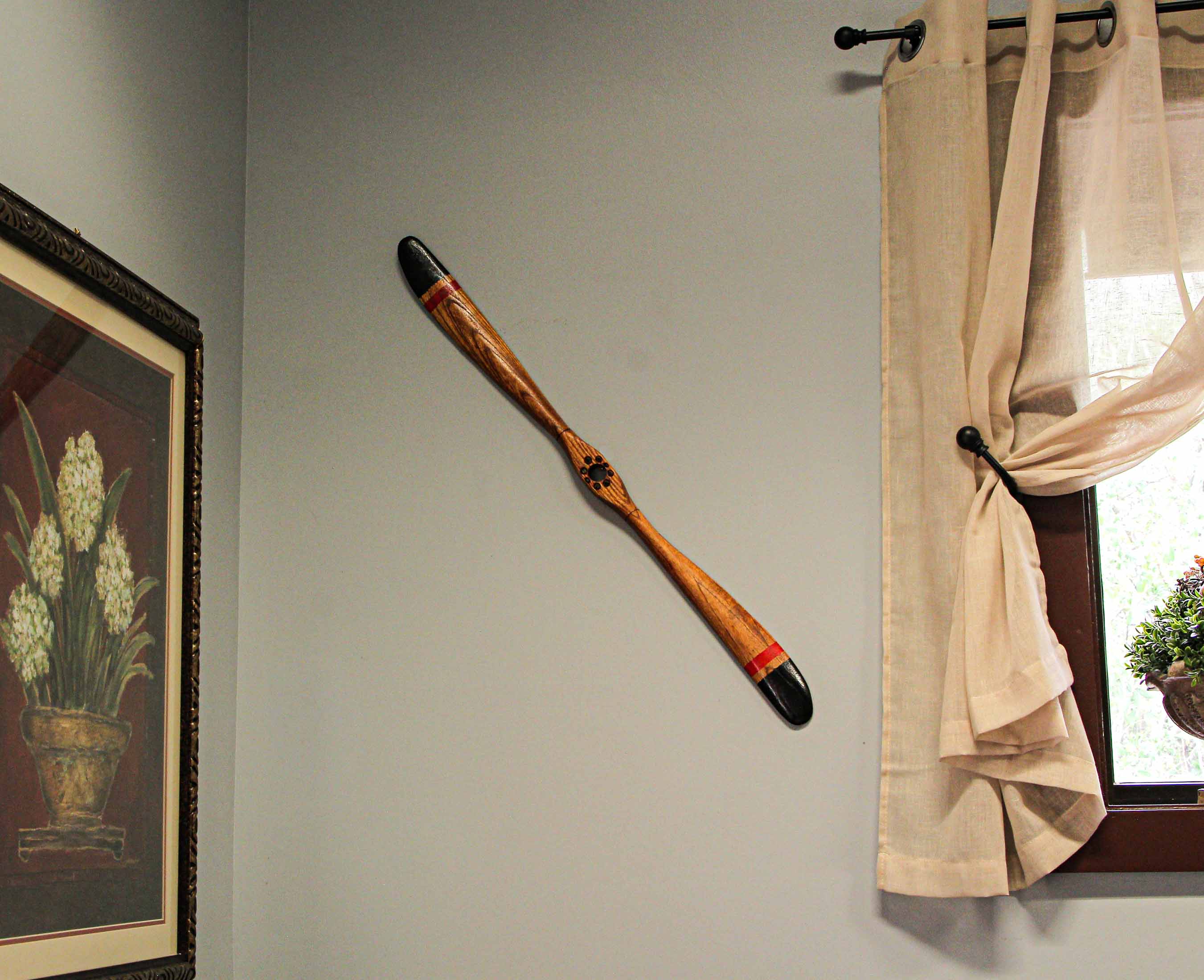 Alt View 3. Zeckos - 36 Inch Hand Carved Wooden Propeller Vintage Aviation Home Decor Wall Sculpture - Multicolored.