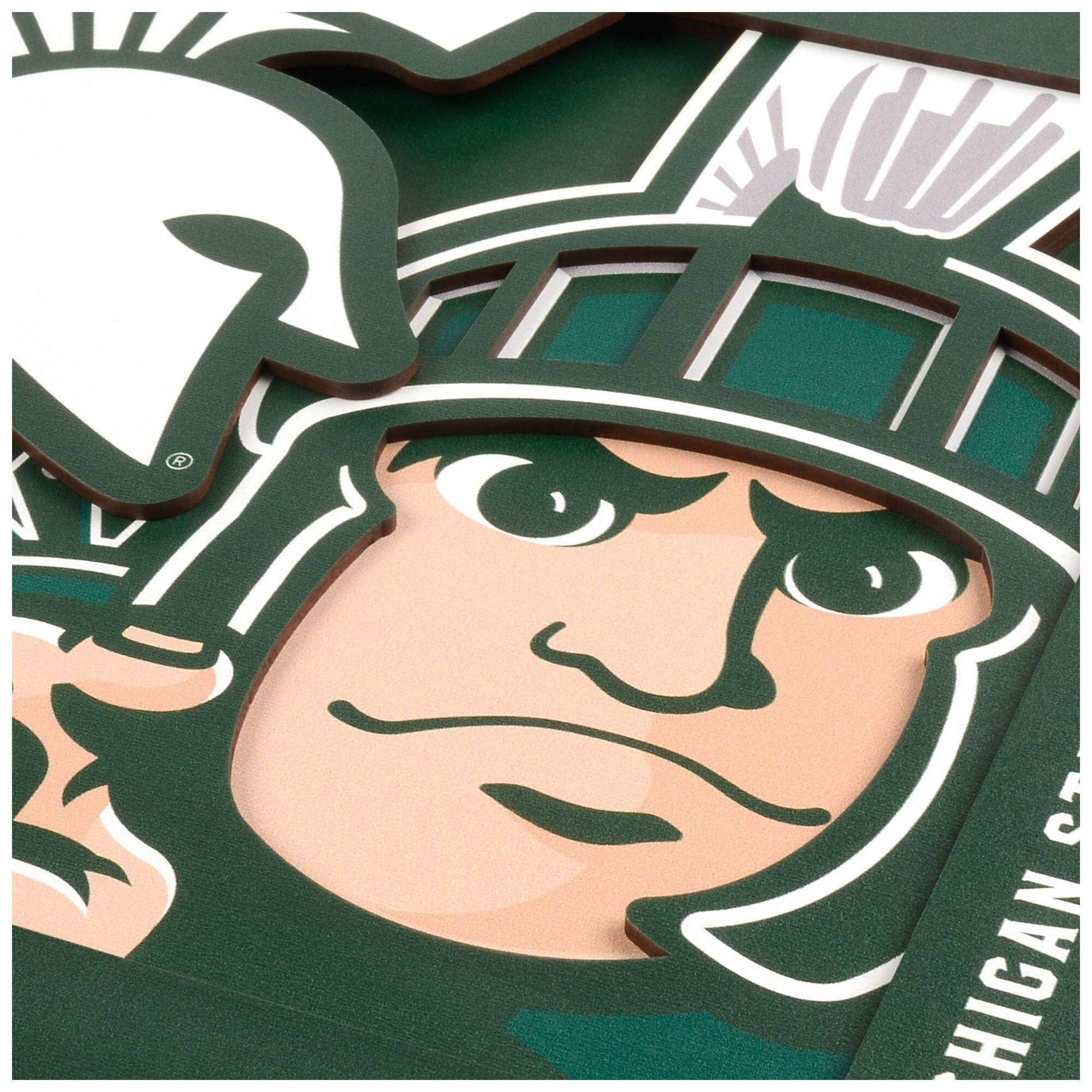 Alt View 1. YouTheFan - Michigan State Spartans 12'' x 12'' 3D Logo Wall Art - Multicolor.