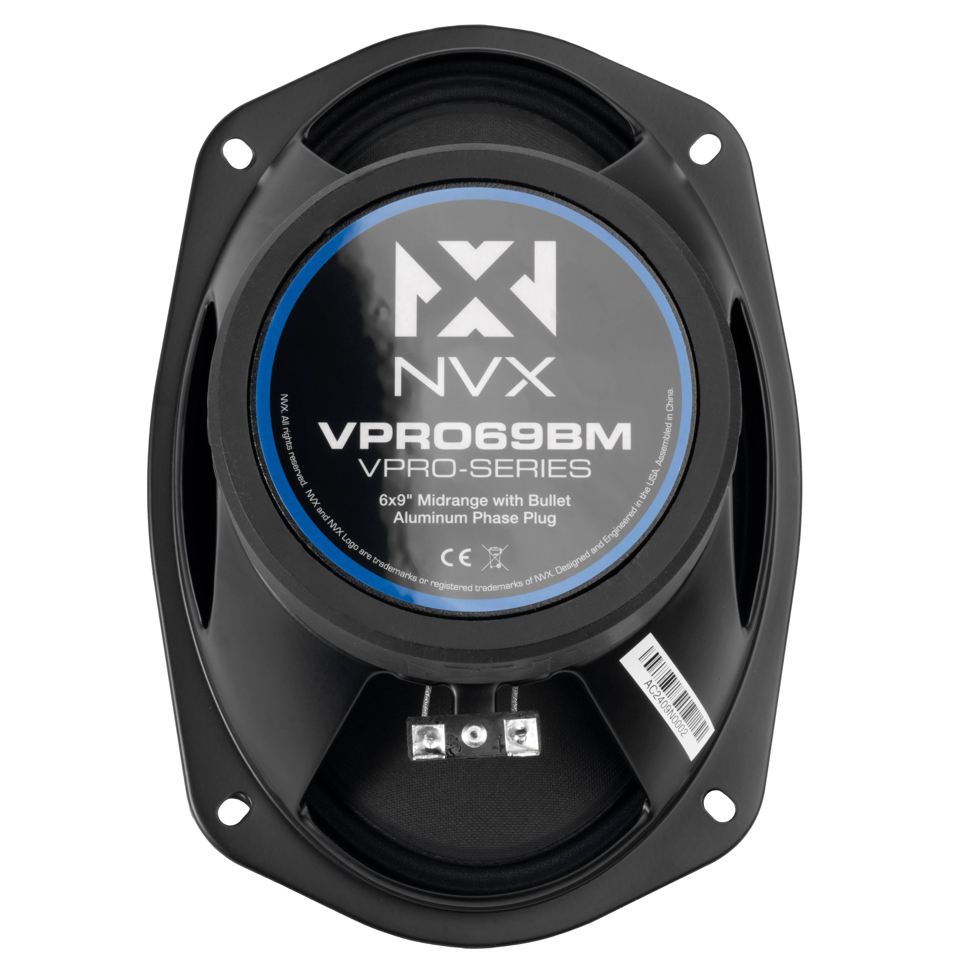 NX NVX NVK Chins BV. rights VPRO69BM Assembled reserved VPRO-SERIES USA NVX 6x9" with Bullet the Midrange & Aluminum Phase Plug NVK Logo Engineered are and CE Designed trademarks - df NVK registered trademarks I AC2409N0002