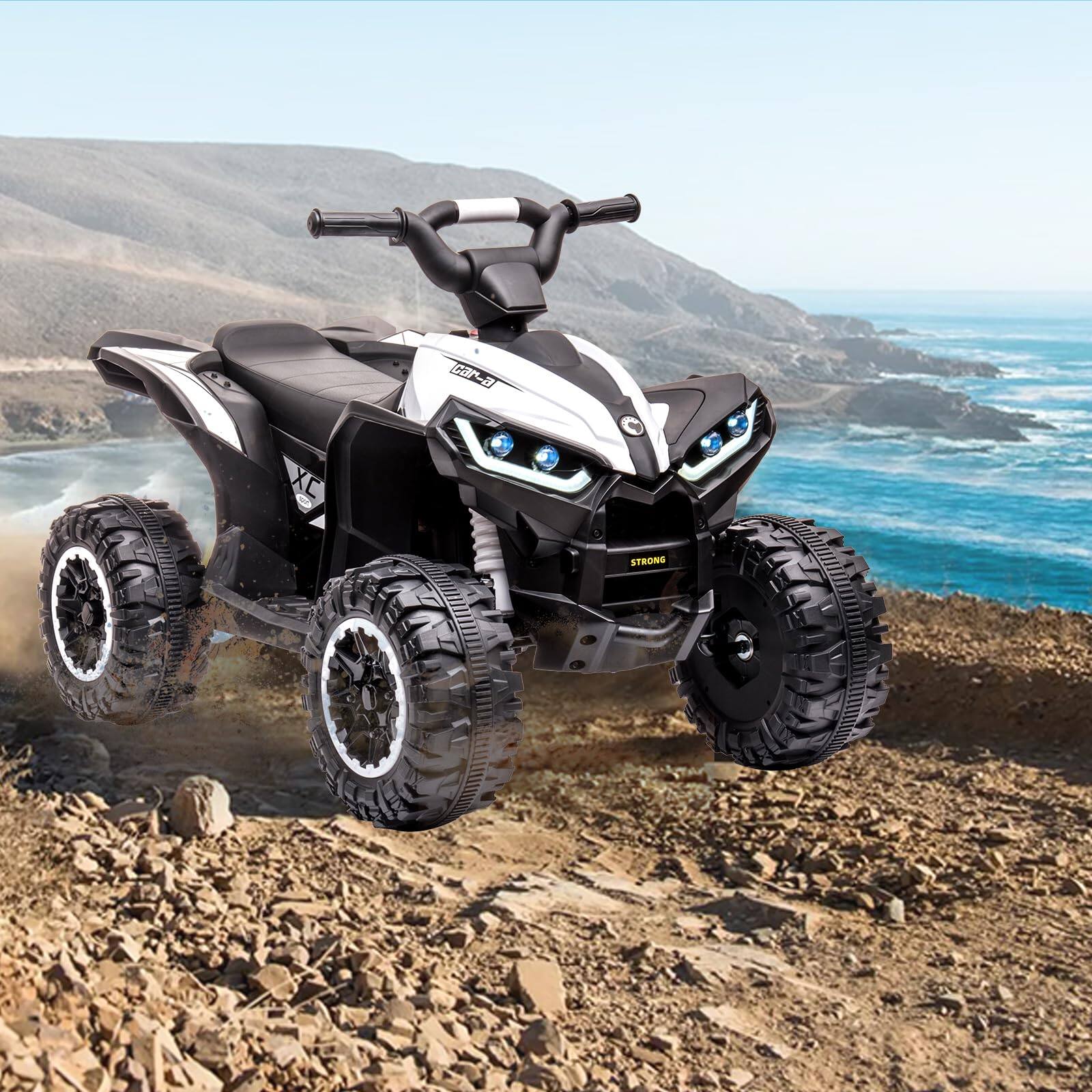 Alt View 1. GARVEE - 12V Children’s Electric Four-Wheeler ATV, Ages 3-8 - White.