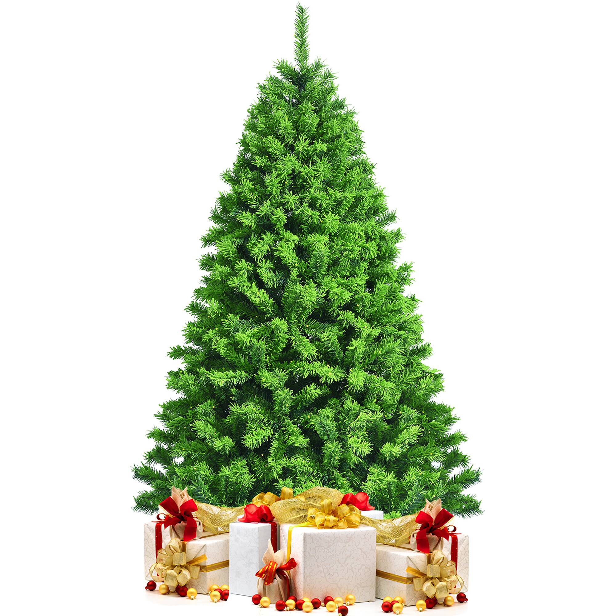 Alt View 20. Costway - 6.5ft Flocked Hinged Artificial Christmas Tree with Metal Stand - Green.